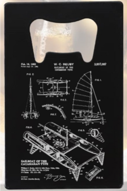 Sailboat sailing patent drawing - engraved- Bottle Opener - Metal