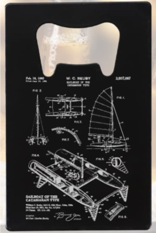 Sailboat sailing patent drawing - engraved- Bottle Opener - Metal