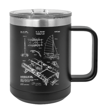 Sailboat sailing patent drawing - MUG - engraved Insulated Stainless steel