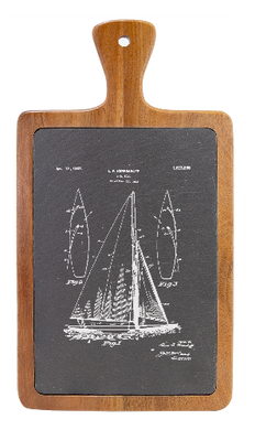 Sailboat sailing patent drawing - Slate & Wood Cutting board