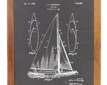 Charger l&#39;image dans la galerie, Sailboat sailing patent drawing - Slate &amp; Wood Cutting board
