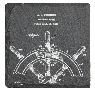 Wooden Ship Wheel Large - Laser engraved fine Slate Coaster