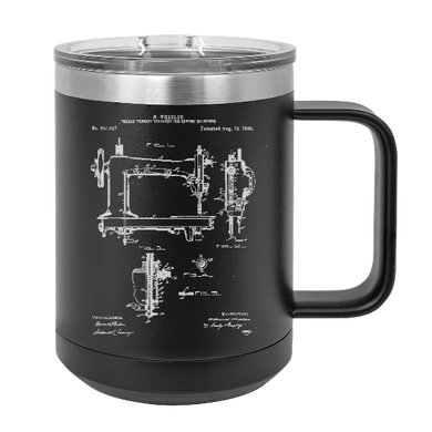 Sewing Machine Patent Drawing - MUG - engraved Insulated Stainless steel