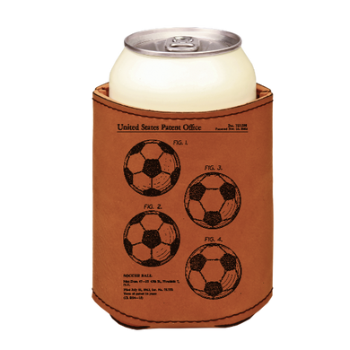 Soccer ball patent drawing - engraved leather beverage holder