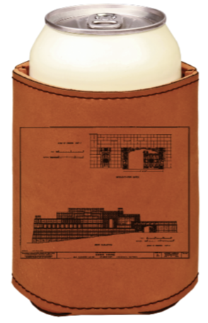 Ennis House Frank Lloyd Wright - engraved leather beverage holder