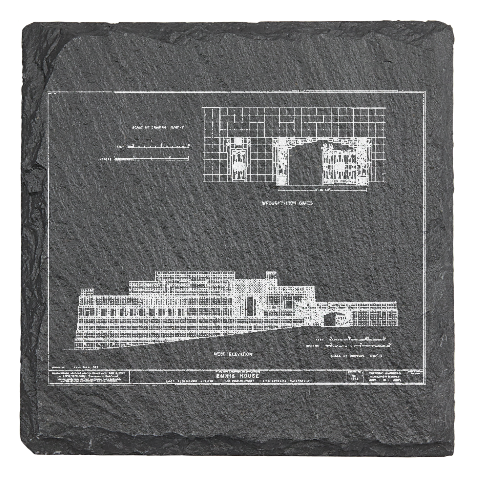 Ennis House Frank Lloyd Wright - Laser engraved fine Slate Coaster