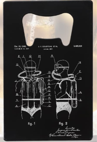 Scuba diving tank patent - engraved - Bottle Opener - Metal