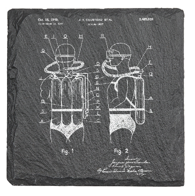 Scuba diving tank patent - Laser engraved fine Slate Coaster