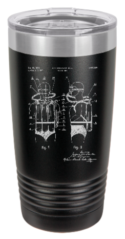 Scuba diving tank patent drawing - engraved Tumbler - insulated stainless steel travel mug