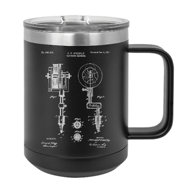 1891 Tattooing machine Patent drawing - tattoo - MUG - engraved Insulated Stainless steel