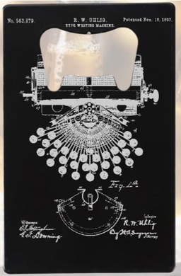 1897 vintage Typewriter patent drawing - Credit card Bottle Opener - Metal