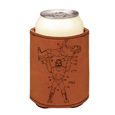 Wrestling Wrestlers patent drawing - engraved leather beverage holder