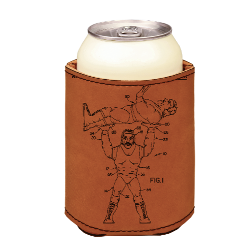 Wrestling Wrestlers patent drawing - engraved leather beverage holder