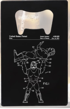 Wrestling Wrestlers patent drawing - Bottle Opener - Metal