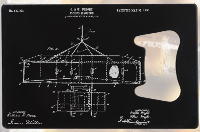 Wright Brothers Plane patent drawing - Credit card Bottle Opener - Metal