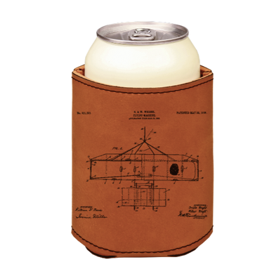 Wright Brothers Plane 1903-1906 - engraved leather beverage holder