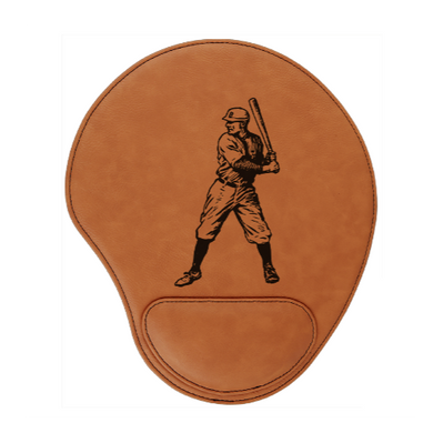 Historic Baseball player - engraved Leather Mouse Pad