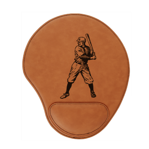 Historic Baseball player - engraved Leather Mouse Pad