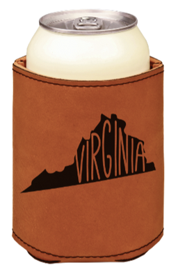 Virginia state - engraved leather beverage holder