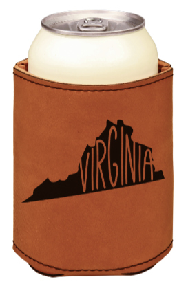 Virginia state - engraved leather beverage holder