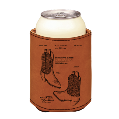 Justin Boots patent drawing - engraved leather beverage holder