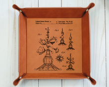Load image into Gallery viewer, Disney Astro Orbiter patent drawing - 6&quot; x 6&quot;  leather office valet Tray
