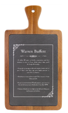 Cargar imagen en el visor de la galería, Warren Buffett Quote - engraved Slate &amp; Wood Cutting board
