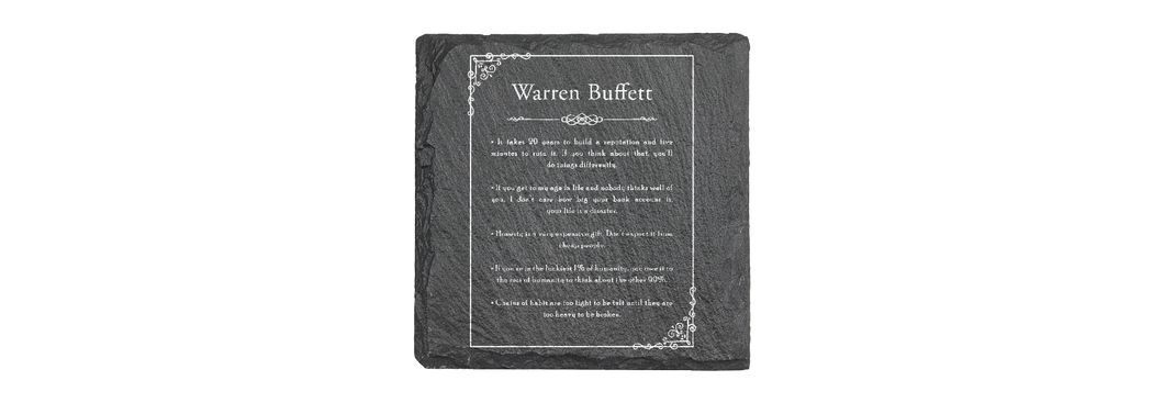 Warren Buffet Quote - Laser engraved fine Slate Coaster