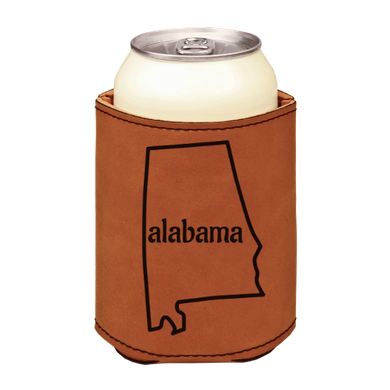 Alabama - engraved leather beverage holder
