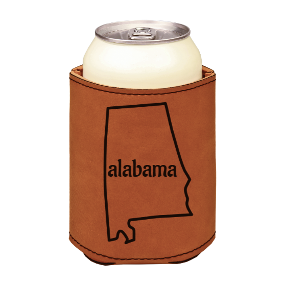 Alabama - engraved leather beverage holder