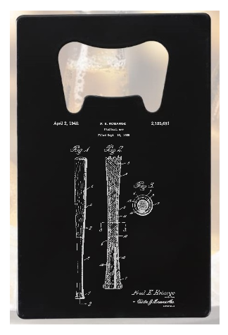 Baseball Bat Patent drawing - Bottle Opener - Metal