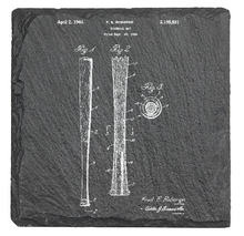 Load image into Gallery viewer, Baseball Bat Patent drawing - Laser engraved fine Slate Coaster
