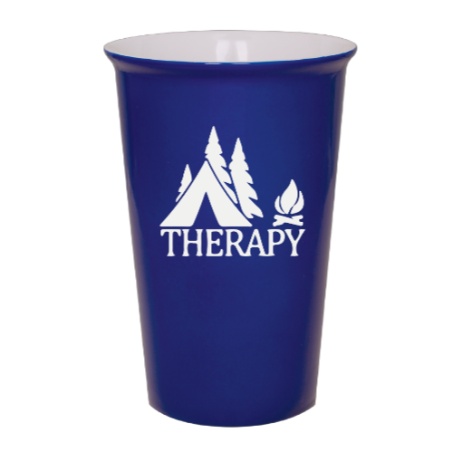 outdoor vacation camping THERAPY - Blue Ceramic tumbler travel mug