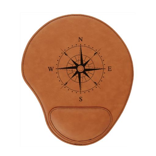 NSEW North South East West Compass - engraved Leather Mouse Pad