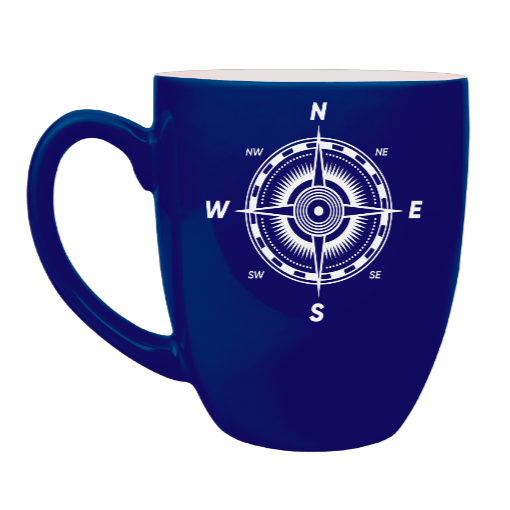 Navigational compass - Engraved Blue Ceramic Coffee Mug