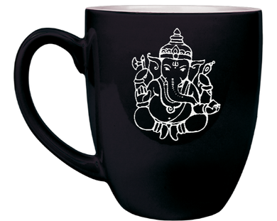 Diwali elephant - Engraved Black Ceramic Coffee Mug