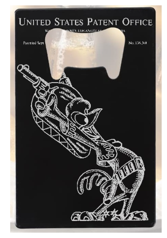 Disney Panchito Pistoles patent drawing - Bottle Opener - Metal