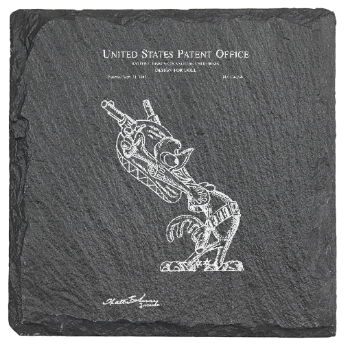 Disney Panchito Pistoles patent drawing - Laser engraved fine Slate Coaster