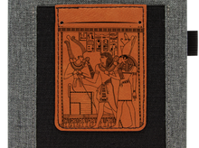 Load image into Gallery viewer, Egyptian pharaoh - Leather and Canvas Journal with Cell phone holder and Card Slot
