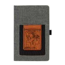 Cargar imagen en el visor de la galería, Egyptian pharaoh - Leather and Canvas Journal with Cell phone holder and Card Slot
