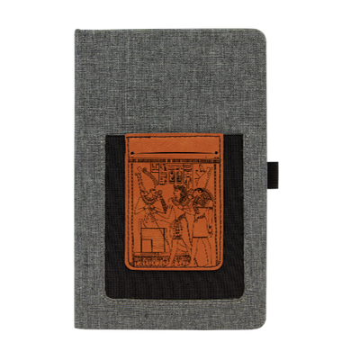 Egyptian pharaoh - Leather and Canvas Journal with Cell phone holder and Card Slot