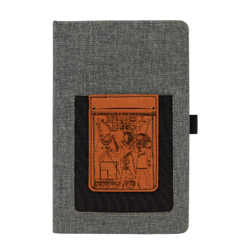 Egyptian pharaoh - Leather and Canvas Journal with Cell phone holder and Card Slot