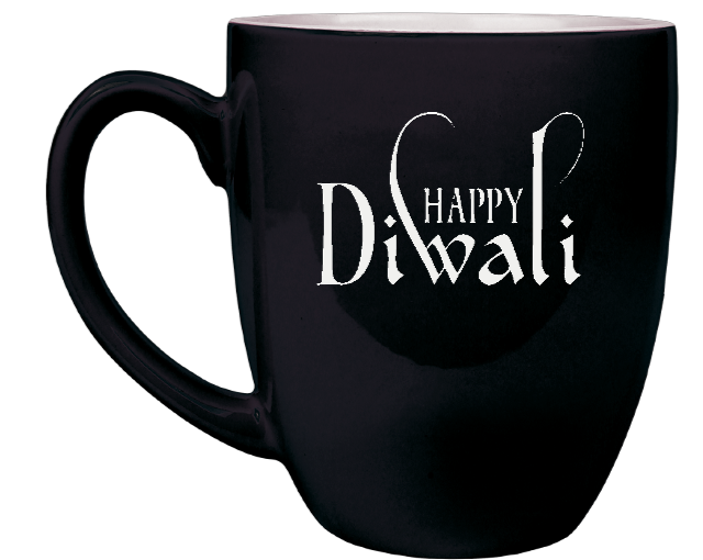 Happy Diwali - Engraved Black Ceramic Coffee Mug