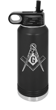 Cargar imagen en el visor de la galería, Masonic Square and Compass Engraved Water Bottle 32 oz
