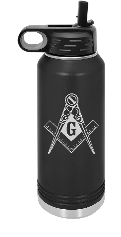 Masonic Square and Compass Engraved Water Bottle 32 oz