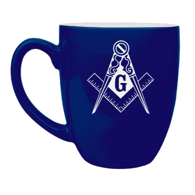 Masonic square and compass - Engraved Blue Ceramic Coffee Mug