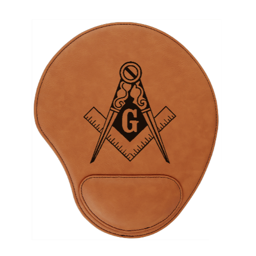 Masonic Square and compass  - engraved Leather Mouse Pad