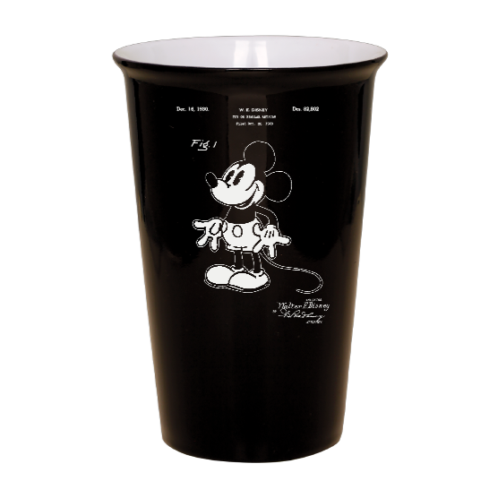 Mickey Mouse patent drawing - Black Ceramic tumbler travel mug