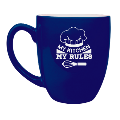 My Kitchen my Rules - Engraved Blue Ceramic Coffee Mug