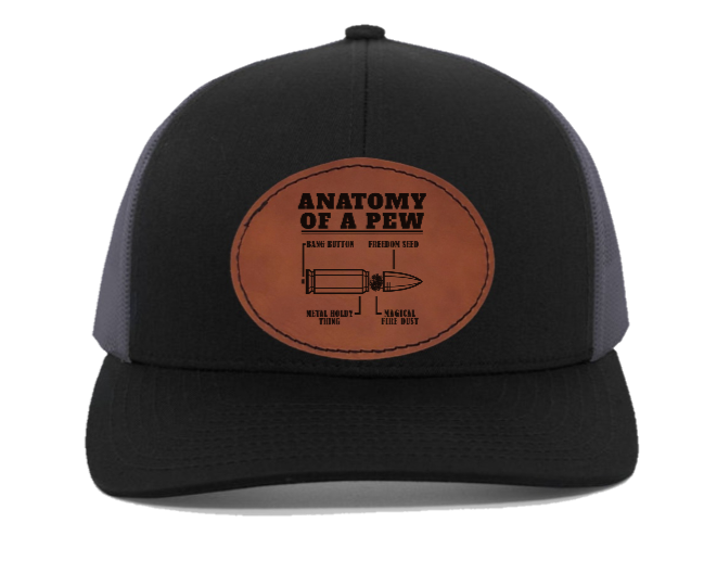 Anatomy of a Pew - engraved Leather Patch hat